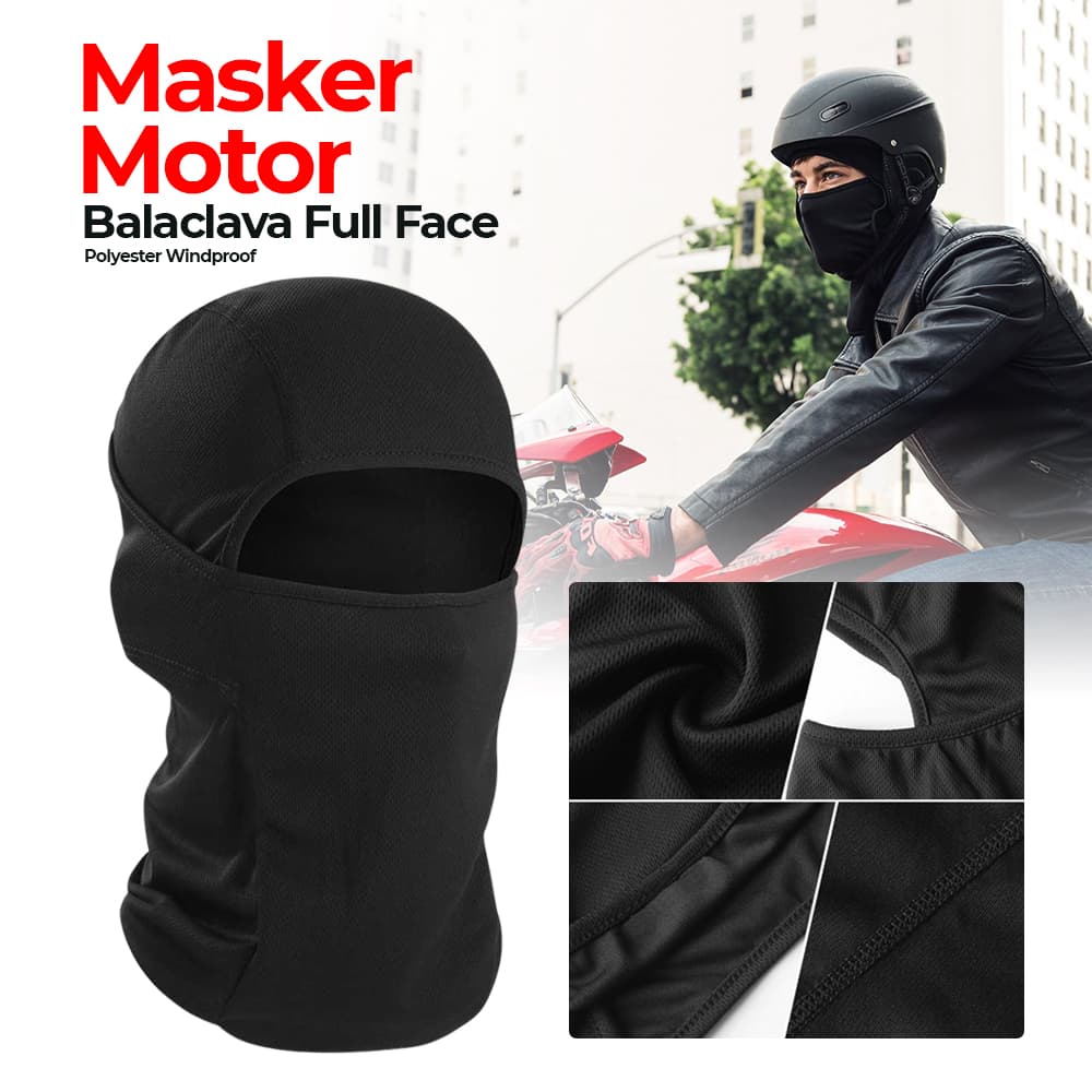 Masker Motor Sepeda Riding Mask Balaclava Full Face - CISE Masker Motor Balaclava Full Face Polyester Windproof - MJ-22A SE52BK_HITAM Masker Motor Sepeda Riding Mask Balaclava Full Face - CISE Masker Motor Balaclava Full Face Polyester Windproof - MJ-22A SE52BK_HITAM