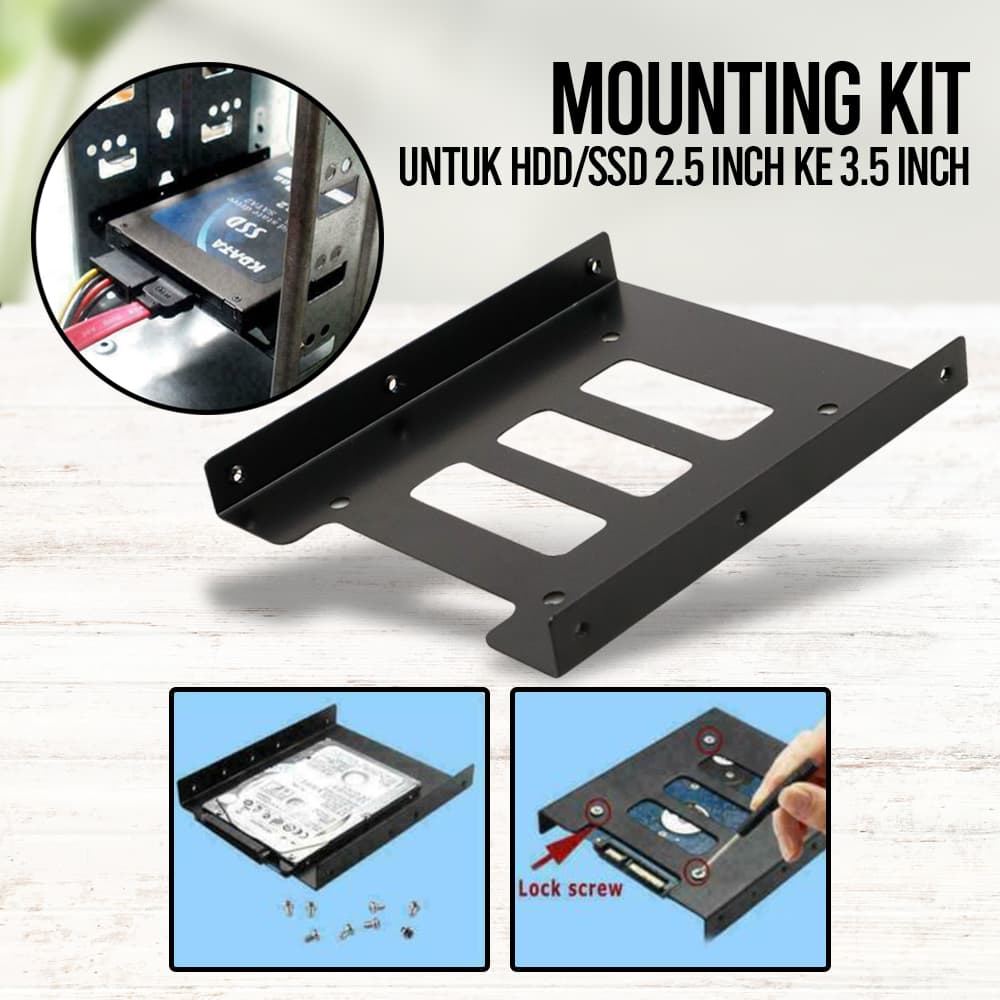 Bracket Mounting Kit Untuk HDD/SSD 2.5 Inch ke 3.5 Inch Aluminium - HSEN Bracket Mounting Kit Untuk HDD/SSD 2.5 Inch ke 3.5 Inch - WSE091 HC01BK Bracket Mounting Kit Untuk HDD/SSD 2.5 Inch ke 3.5 Inch Aluminium - HSEN Bracket Mounting Kit Untuk HDD/SSD 2.5 Inch ke 3.5 Inch - WSE091 HC01BK