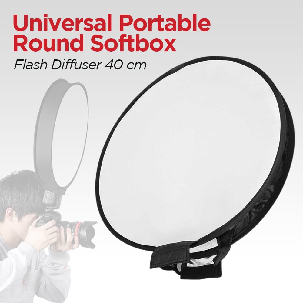 Universal Portable Round Softbox Flash Diffuser 40cm