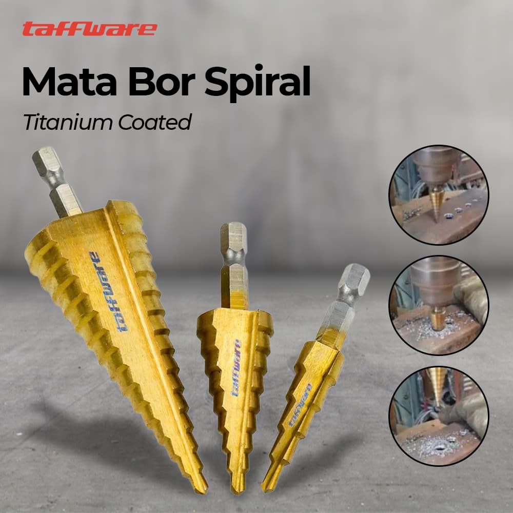 Mata Bor Spiral Drill Bits Titanium Coated 3 PCS
