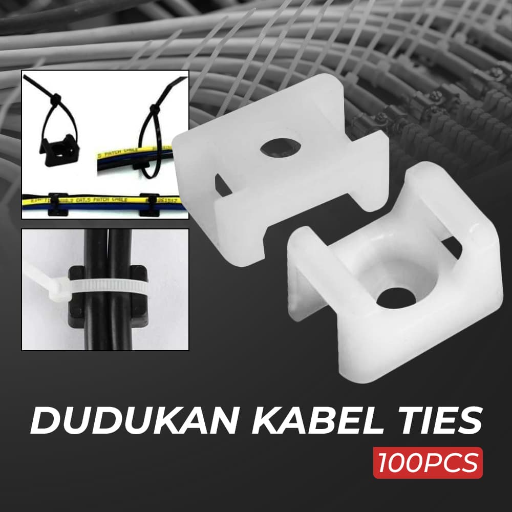 Dudukan Kabel Ties Tie Mount Cord Organizer M5 100PCS - Taffware Dudukan Kabel Ties Tie Mount Cord Organizer M5 100PCS - HC-2S UA4WWH_PUTIH Dudukan Kabel Ties Tie Mount Cord Organizer M5 100PCS - Taffware Dudukan Kabel Ties Tie Mount Cord Organizer M5 100PCS - HC-2S UA4WWH_PUTIH