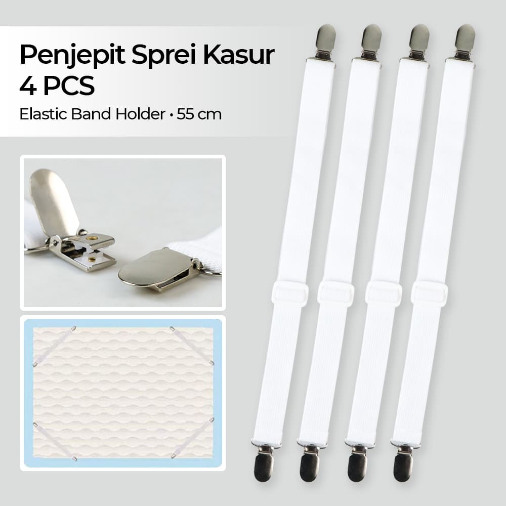 Penjepit Clip Sprei Kasur Elastic Band Holder 4 PCS