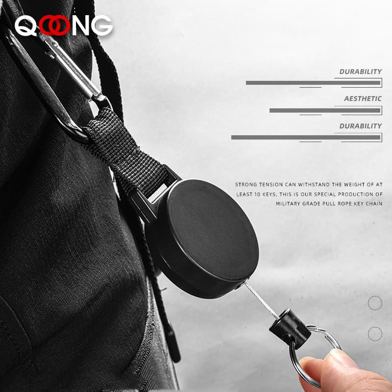 Gantungan Kunci Retractable Carabiner Steel Wire