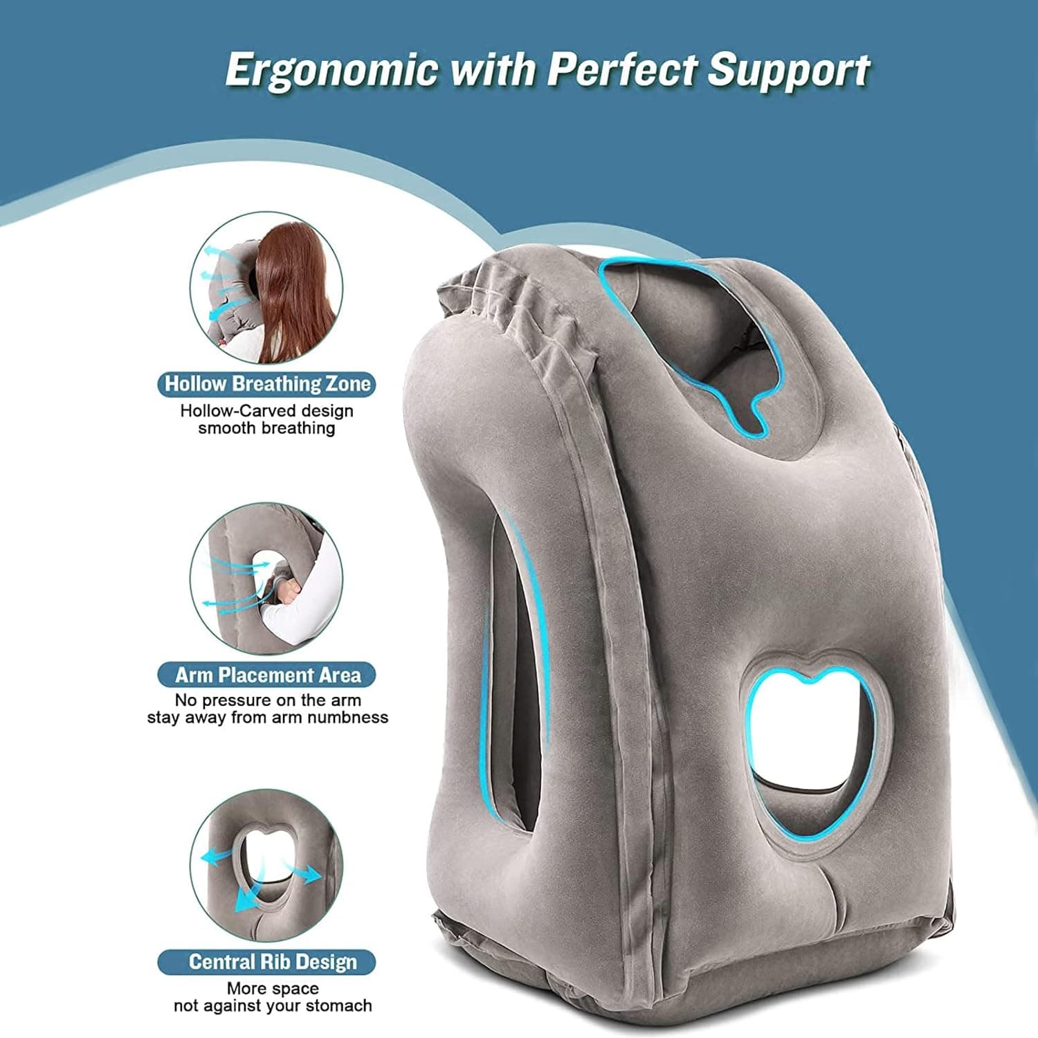 Bantal Angin Inflatable Ergonomic Travel Pillow Support