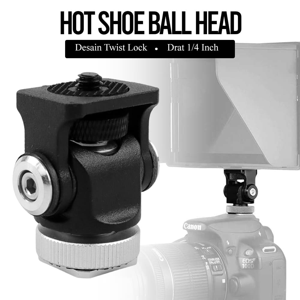 Hot Shoe Ball Head Lamp Flash Camera for Tripod 1/4 Inch - Minifocus Hot Shoe Ball Head Lamp Flash Camera for Tripod 1/4 Inch - MF-1901 CS01BK_HITAM Hot Shoe Ball Head Lamp Flash Camera for Tripod 1/4 Inch - Minifocus Hot Shoe Ball Head Lamp Flash Camera for Tripod 1/4 Inch - MF-1901 CS01BK_HITAM