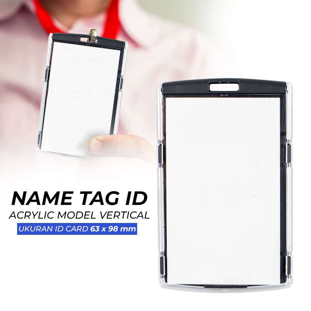 Name Tag ID Acrylic Model Vertical - REAP Name Tag ID Acrylic Model Vertical - 7117 TP5HBK_HITAM Name Tag ID Acrylic Model Vertical - REAP Name Tag ID Acrylic Model Vertical - 7117 TP5HBK_HITAM