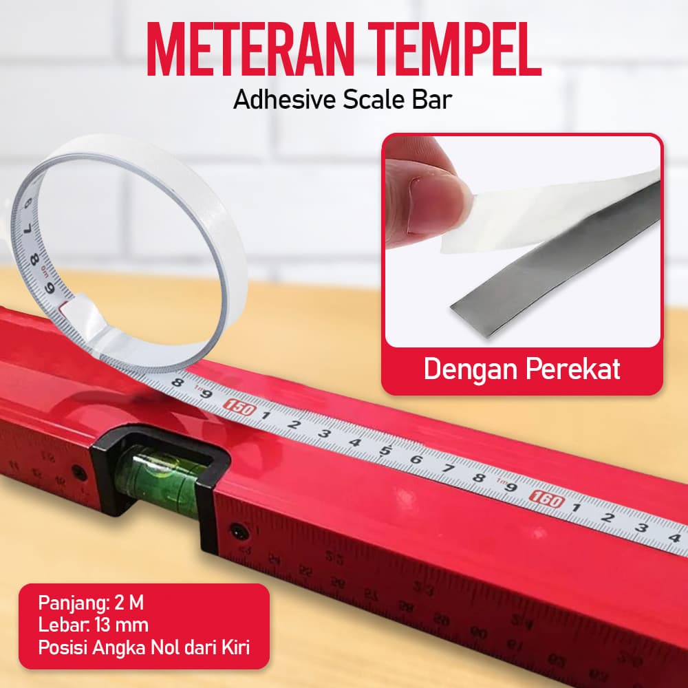 Meteran Tempel Adhesive Scale Bar Besi 2M