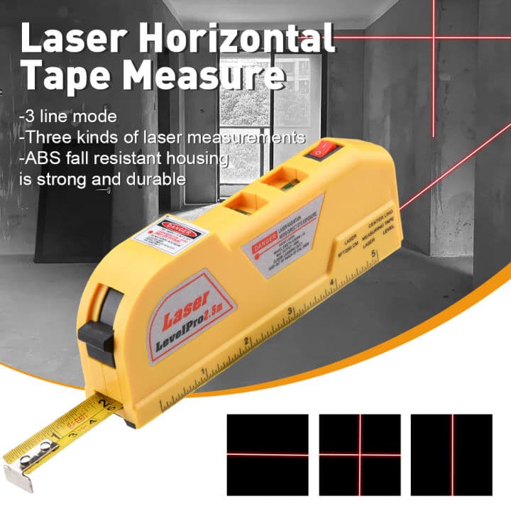 Laser Level 4in1 Crossline Waterpass Ruler Tape Measure 2.5M