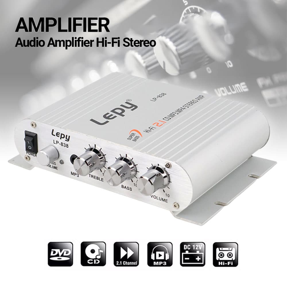 HiFi Stereo Amplifier Treble Bass Booster - Lepy HiFi Stereo Amplifier Treble Bass Booster - LP-838 SK01SV_SILVER HiFi Stereo Amplifier Treble Bass Booster - Lepy HiFi Stereo Amplifier Treble Bass Booster - LP-838 SK01SV_SILVER