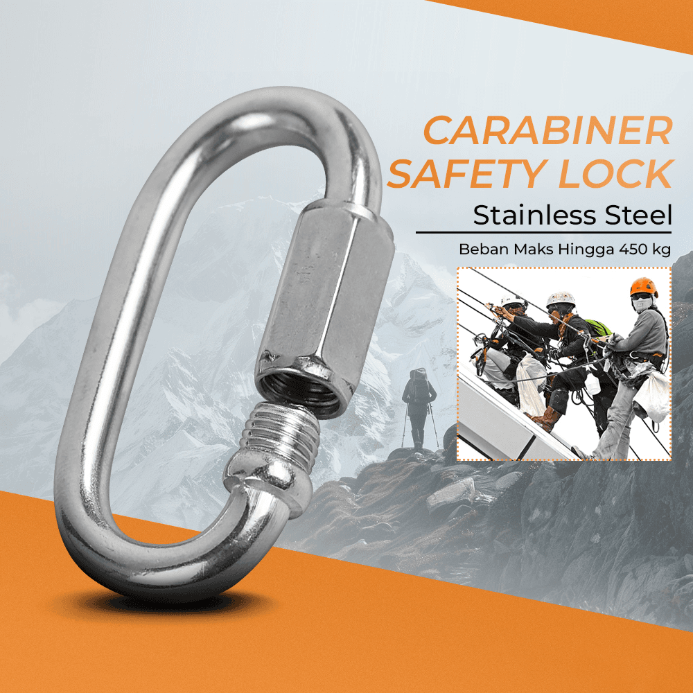 Pengunci Carabiner Safety Snap Hook Chain Ring Stainless Steel