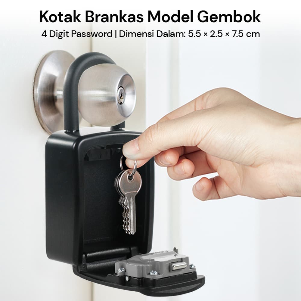 Kotak Brankas Safety Lock Box Metal 4 Digit Password Tipe Gembok
