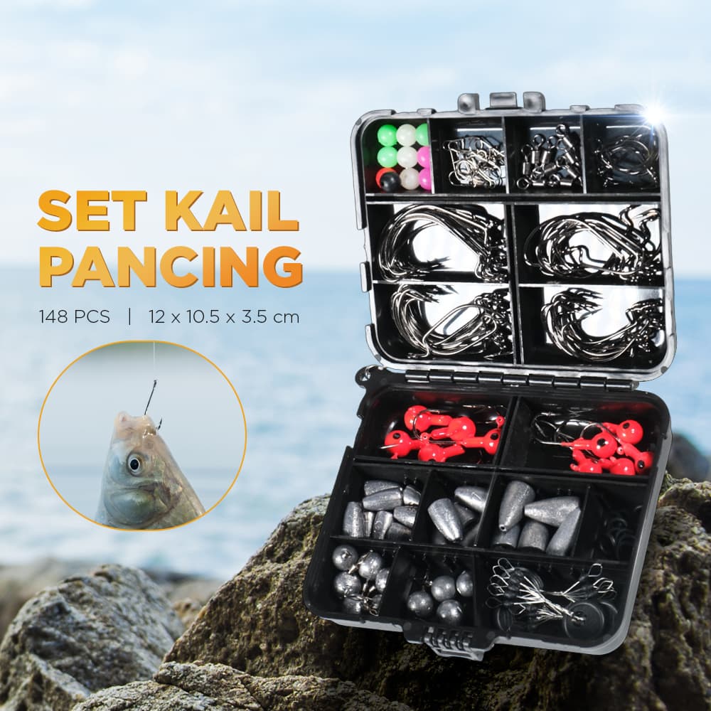 Kail Pancing Fishing Hook Tackle Box Set 148 PCS