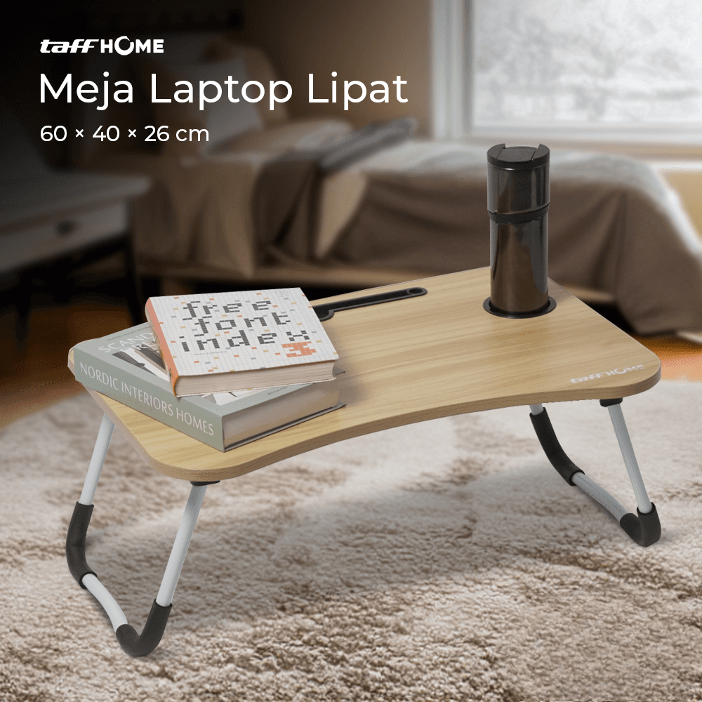 Meja Belajar Laptop Lipat Portable Desk with Bottle Hole