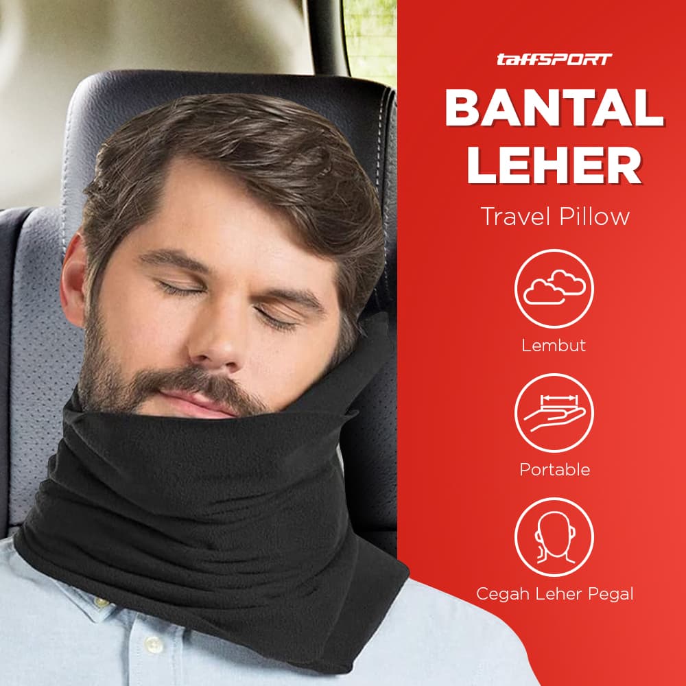 Bantal Leher Travel Katun Ergonomis 360 Support Neck Pillow