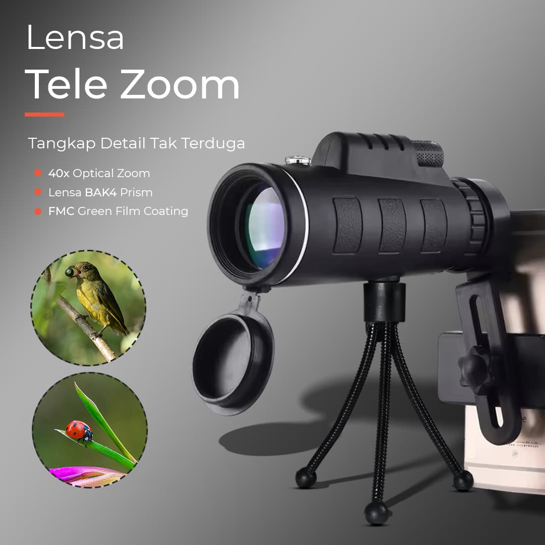 Lensa Tele Zoom HD 40X60 untuk Smartphone - Lensa Tele Zoom HD 40X60 untuk Smartphone - KL1040 SX04BK_HITAM Lensa Tele Zoom HD 40X60 untuk Smartphone - Lensa Tele Zoom HD 40X60 untuk Smartphone - KL1040 SX04BK_HITAM