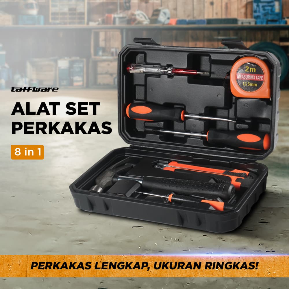 Alat Set Perkakas Palu Obeng Cutter Meteran 8in1