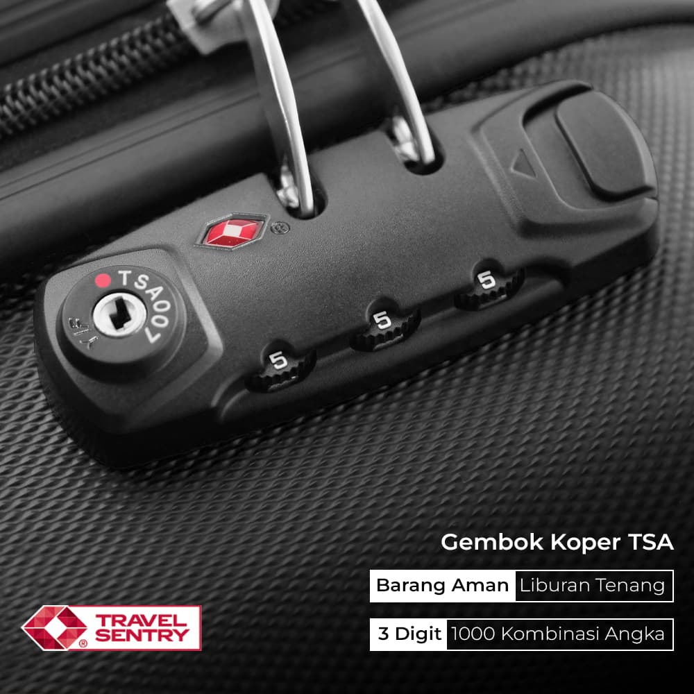 Gembok TSA Kunci Kombinasi Ritsleting Koper 3 Digit