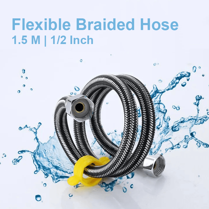 Selang Flexible Heater Wastafel Panas Dingin Plumbing Toilet Stainless Steel - TaffHOME Selang Flexible Plumbing Hose Hot and Cold Stainless Steel - HD12 HT7OBK_1.5M_HITAM Selang Flexible Heater Wastafel Panas Dingin Plumbing Toilet Stainless Steel - TaffHOME Selang Flexible Plumbing Hose Hot and Cold Stainless Steel - HD12 HT7OBK_1.5M_HITAM