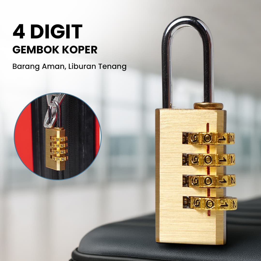 Gembok Koper Padlock 4 Digit Combination Solid Brass