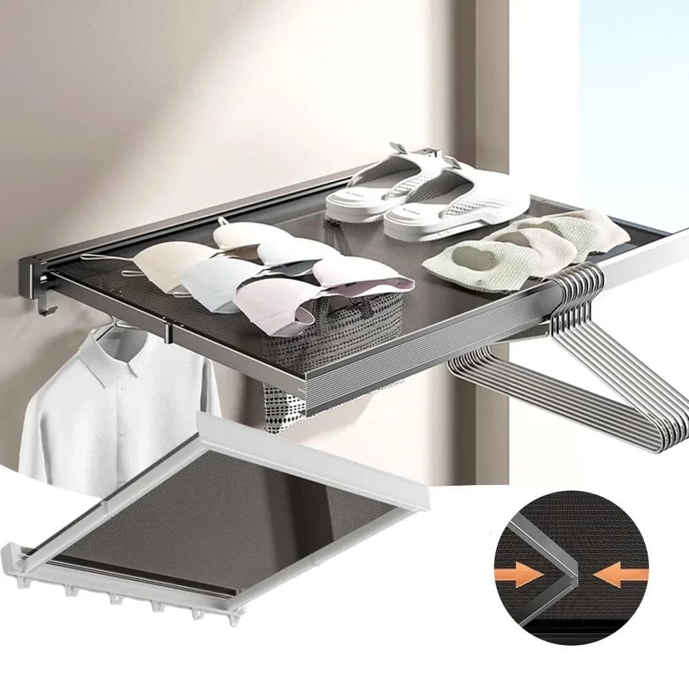 Gantungan Sepatu Retractable Net Balcony Clothes Drying Rack - Sgx Gantungan Sepatu Retractable Net Balcony Clothes Drying Rack - INU22 HTF8GY_GRAY Gantungan Sepatu Retractable Net Balcony Clothes Drying Rack - Sgx Gantungan Sepatu Retractable Net Balcony Clothes Drying Rack - INU22 HTF8GY_GRAY