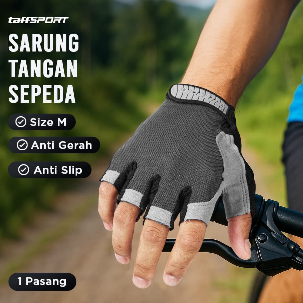 Sarung Tangan Half Finger Sepeda Gym - TaffSPORT Sarung Tangan Half Finger Sepeda Gym - TSTS SEECBK_HITAM_M Sarung Tangan Half Finger Sepeda Gym - TaffSPORT Sarung Tangan Half Finger Sepeda Gym - TSTS SEECBK_HITAM_M