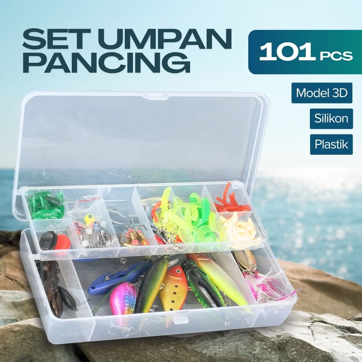 Umpan Pancing Ikan Set Fishing Bait Kit 101 PCS