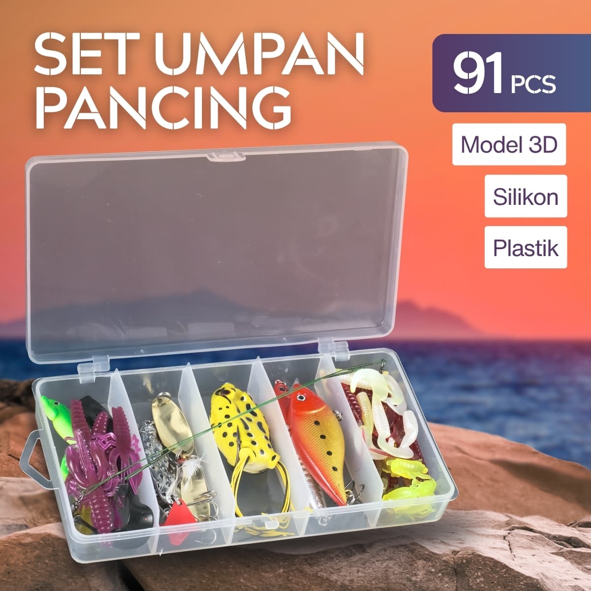 Umpan Pancing Ikan Set Fishing Bait Kit 91 PCS
