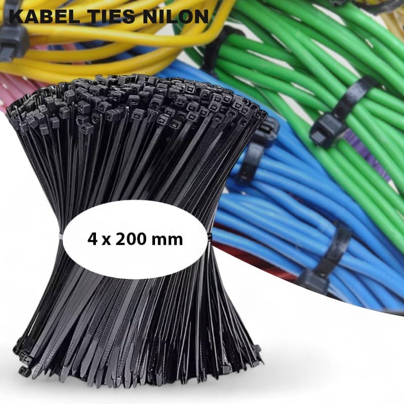 Kabel Ties Nilon Cable Organizer Heat Resistant 4x200mm 500 PCS - TaffGUARD Kabel Ties Nilon Cable Organizer Heat Resist 4x200mm 500 PCS - LW42 NA1EBK_HITAM Kabel Ties Nilon Cable Organizer Heat Resistant 4x200mm 500 PCS - TaffGUARD Kabel Ties Nilon Cable Organizer Heat Resist 4x200mm 500 PCS - LW42 NA1EBK_HITAM