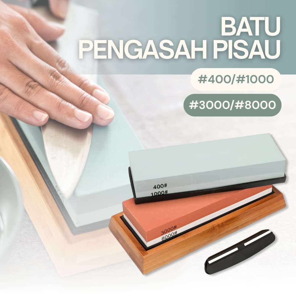 Batu Pengasah Pisau 2 PCS 400/1000 3000/8000 with Locator