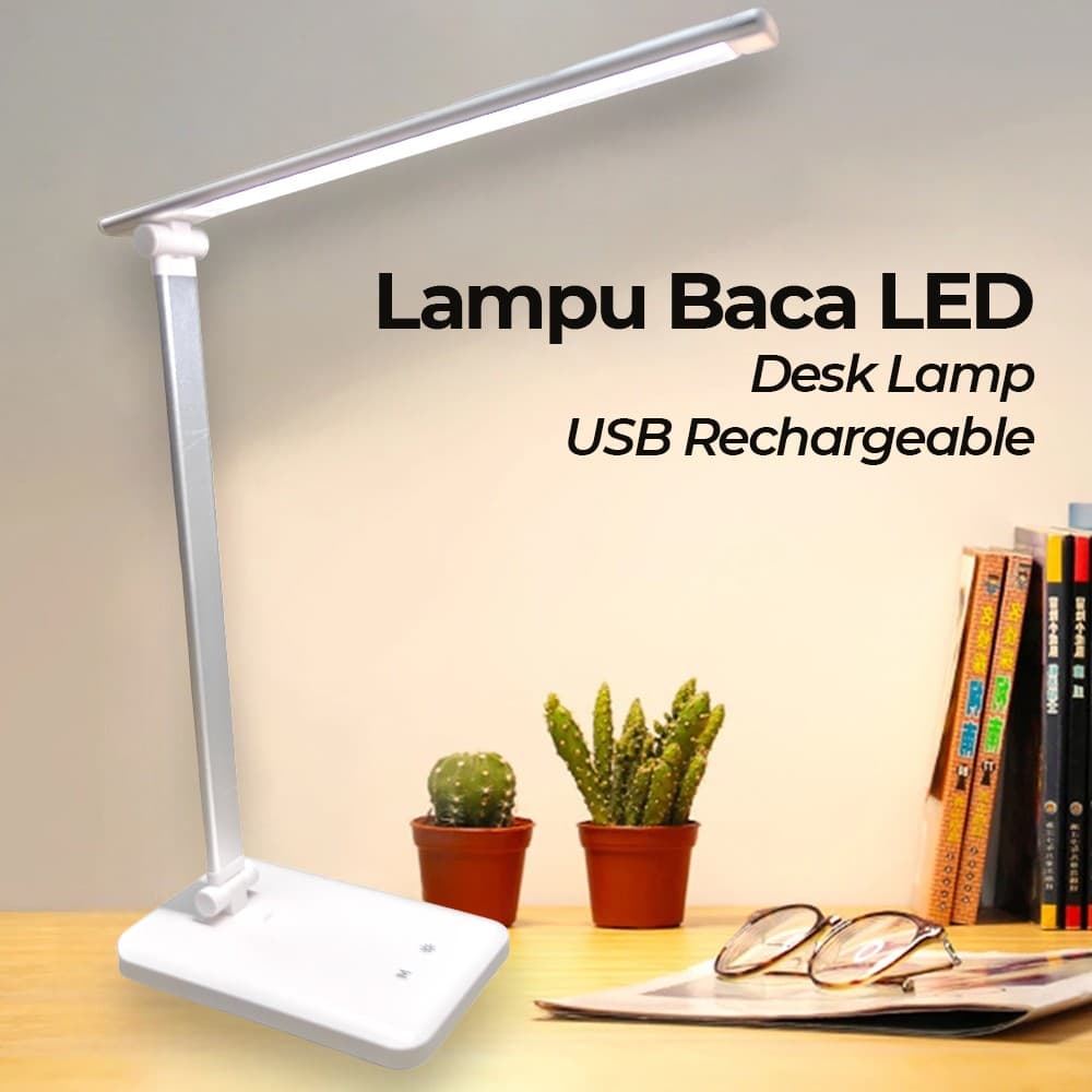 Lampu Meja Belajar LED Desk Lamp USB Rechargeable 8W 3 Color - NEWSTYLE Lampu Meja Belajar LED 3 Color 3000-6500K 8W - PH376 LLD7WH_PUTIH Lampu Meja Belajar LED Desk Lamp USB Rechargeable 8W 3 Color - NEWSTYLE Lampu Meja Belajar LED 3 Color 3000-6500K 8W - PH376 LLD7WH_PUTIH