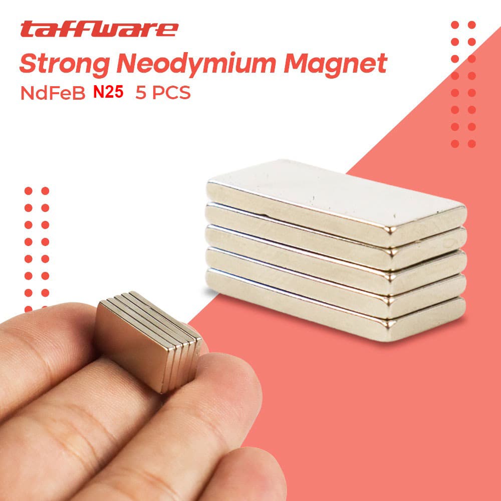 Magnet Kuat Neodymium NdFeB Cuboid N25 5 PCS