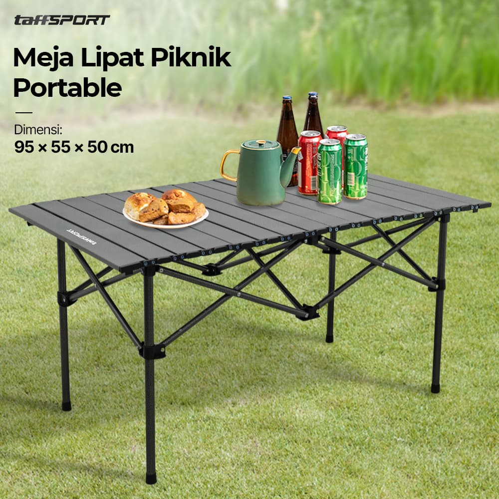 Meja Lipat Piknik Portable Foldable Camping Table with Bag - TaffSPORT Meja Lipat Outdoor Piknik Camping Portable Table with Bag - AF59 HK3BBK_95_X_55_X_50CM_HITAM Meja Lipat Piknik Portable Foldable Camping Table with Bag - TaffSPORT Meja Lipat Outdoor Piknik Camping Portable Table with Bag - AF59 HK3BBK_95_X_55_X_50CM_HITAM