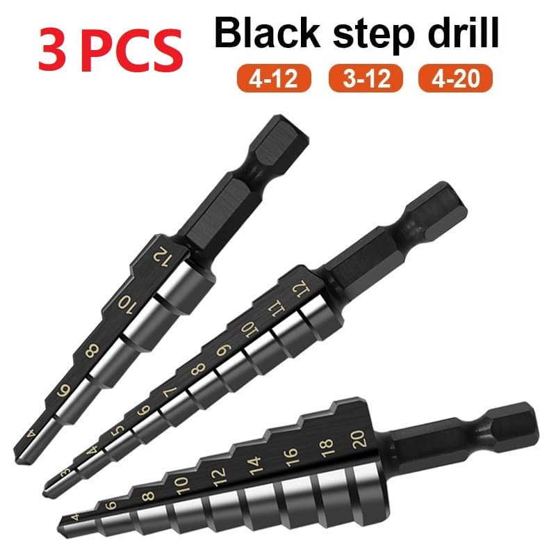 Mata Bor Pagoda Spiral Drill Bit HSS Titanium Coated 3 PCS
