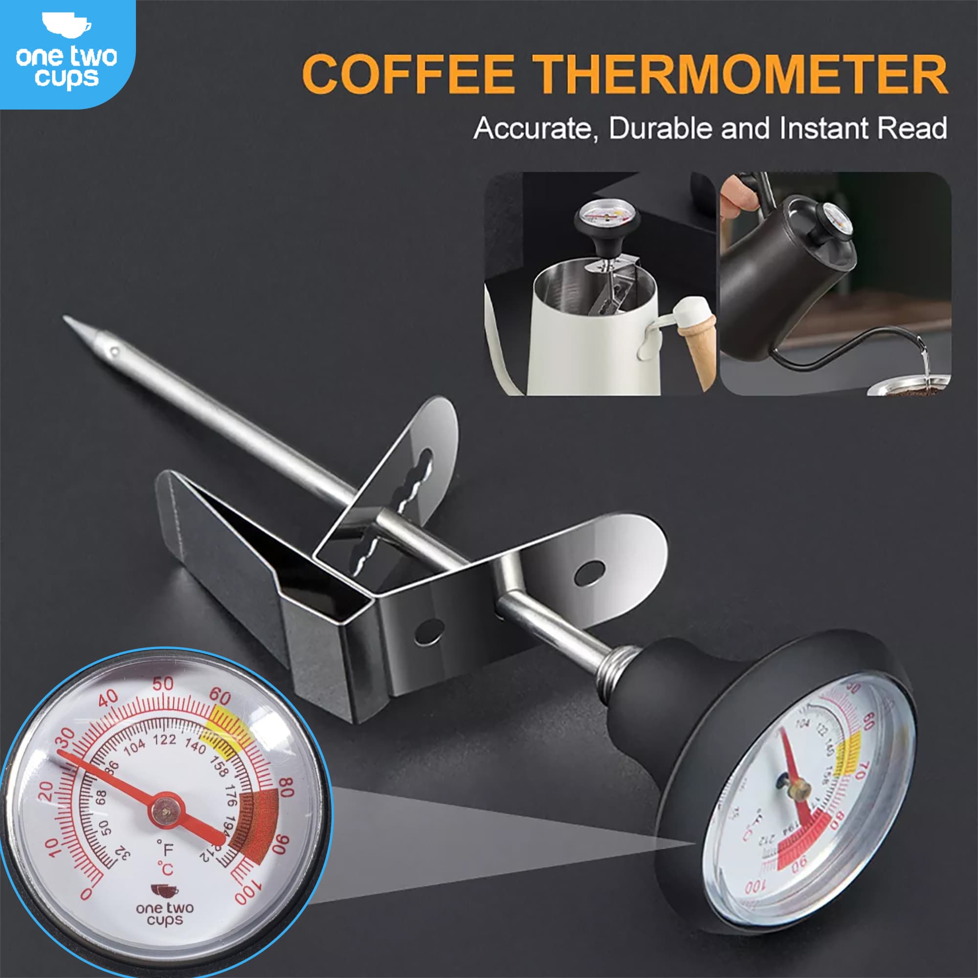 Termometer Kopi Celcius Fahrenheit Stainless Steel Probe - One Two Cups Termometer Kopi Celcius Fahrenheit Stainless Steel Probe - LT135 HKJQBK_HITAM Termometer Kopi Celcius Fahrenheit Stainless Steel Probe - One Two Cups Termometer Kopi Celcius Fahrenheit Stainless Steel Probe - LT135 HKJQBK_HITAM