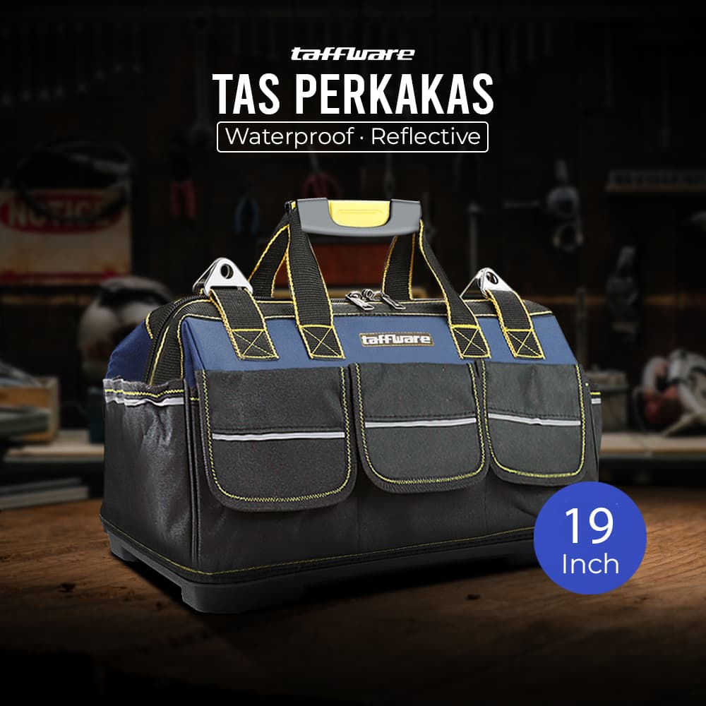 Tas Perkakas Beralas Plastik Tool Bag Waterproof Reflective - Taffware Tas Perkakas Beralas Plastik Tool Bag Waterproof Reflective - AR-60 FB02BL_19_INCH_BIRU Tas Perkakas Beralas Plastik Tool Bag Waterproof Reflective - Taffware Tas Perkakas Beralas Plastik Tool Bag Waterproof Reflective - AR-60 FB02BL_19_INCH_BIRU