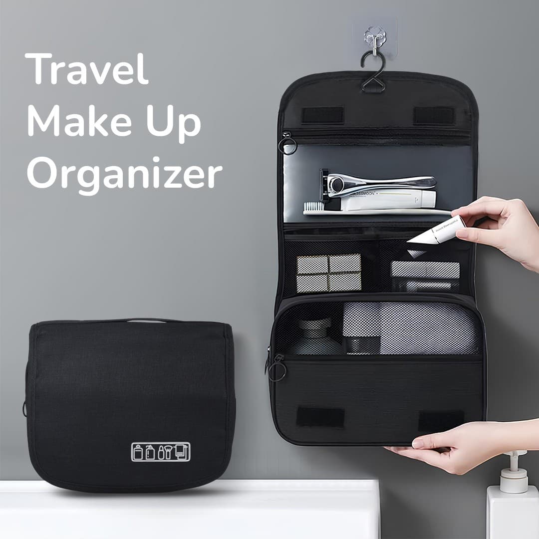 Tas Travel Make Up Organizer Toiletry Bag with Hook - CHADESIEL Tas Travel Make Up Organizer Toiletry Bag with Hook - C150 TP20BK_HITAM Tas Travel Make Up Organizer Toiletry Bag with Hook - CHADESIEL Tas Travel Make Up Organizer Toiletry Bag with Hook - C150 TP20BK_HITAM
