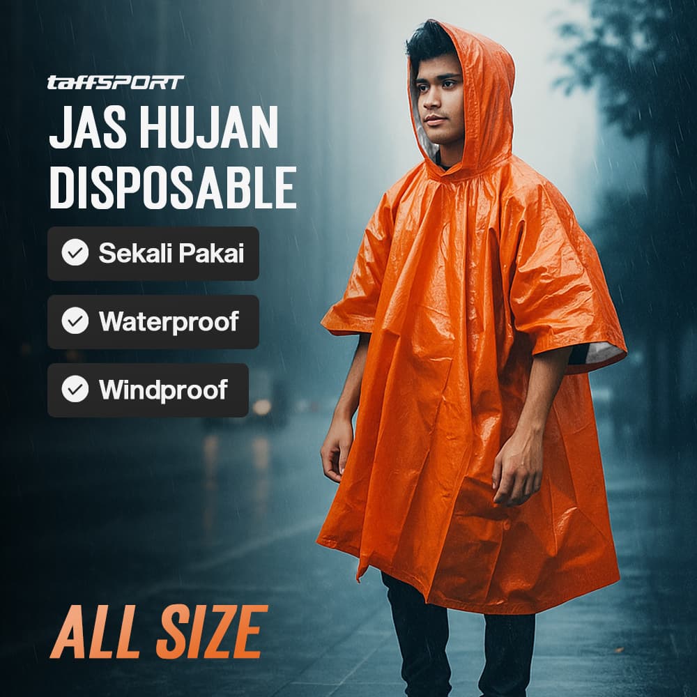 Jas Hujan Poncho Raincoat Reusable All Size - TaffSPORT Jas Hujan Plastik Sekali Pakai Ponco Disposable Raincoat - PY-62 HTAWOR_OREN Jas Hujan Poncho Raincoat Reusable All Size - TaffSPORT Jas Hujan Plastik Sekali Pakai Ponco Disposable Raincoat - PY-62 HTAWOR_OREN