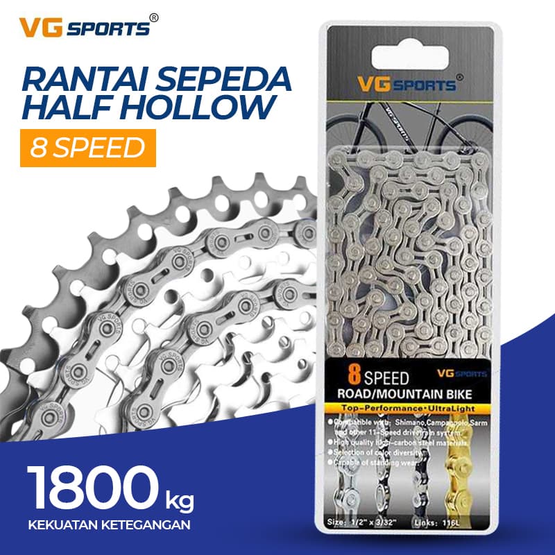 Rantai Sepeda Bicycle Chain Half Hollow - VG Sports Rantai Sepeda Bicycle Chain Half Hollow - VGS HA7SSV_8_SILVER Rantai Sepeda Bicycle Chain Half Hollow - VG Sports Rantai Sepeda Bicycle Chain Half Hollow - VGS HA7SSV_8_SILVER