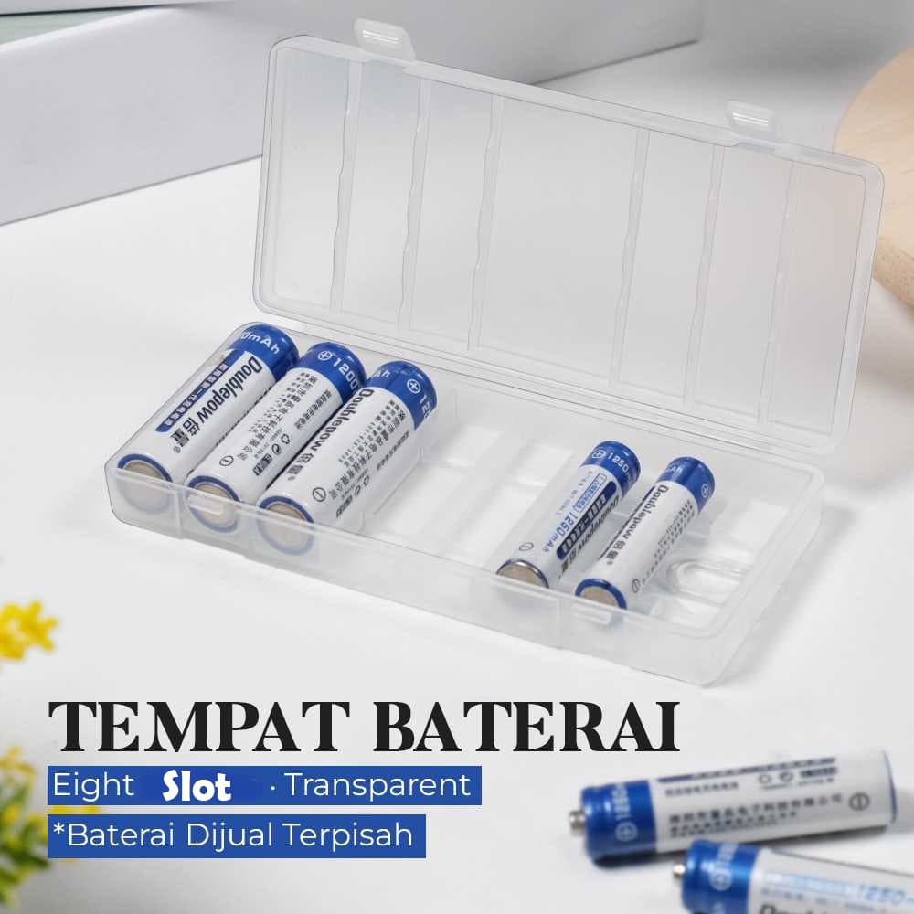 Kotak Baterai Plastik 8 Slot Plastic Battery Storage Box AA AAA