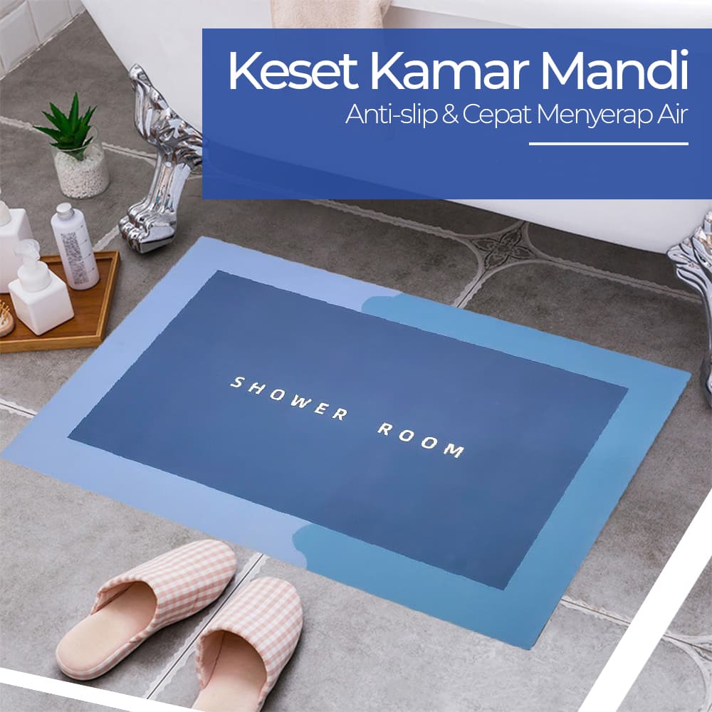 Keset Toilet Kamar Mandi Rumah Anti Slip Absorbent Rectangle - DIATOM Keset Kamar Mandi Anti Slip Absorbent Rectangle 60x39.5cm - DT4 HK0IBL_BIRU Keset Toilet Kamar Mandi Rumah Anti Slip Absorbent Rectangle - DIATOM Keset Kamar Mandi Anti Slip Absorbent Rectangle 60x39.5cm - DT4 HK0IBL_BIRU