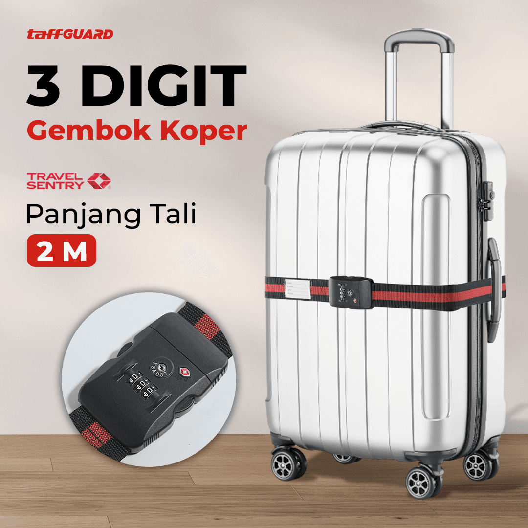 Travel Luggage Lock Suitcase Belt Tali Koper Gembok TSA PIN - TaffGUARD Tali Sabuk Koper Gembok Kombinasi Luggage Lock Belt TSA 2M - TSA-319 TP01BK_HITAM Travel Luggage Lock Suitcase Belt Tali Koper Gembok TSA PIN - TaffGUARD Tali Sabuk Koper Gembok Kombinasi Luggage Lock Belt TSA 2M - TSA-319 TP01BK_HITAM