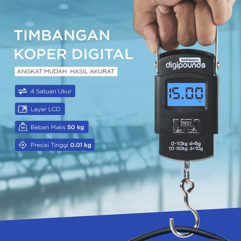 Timbangan Tas Gantung Digital Scale 50kg 0.01kg - Taffware Digipounds Timbangan Koper Tas Gantung Digital 50kg 0.01kg - WH-A08 HANPBK_HITAM Timbangan Tas Gantung Digital Scale 50kg 0.01kg - Taffware Digipounds Timbangan Koper Tas Gantung Digital 50kg 0.01kg - WH-A08 HANPBK_HITAM