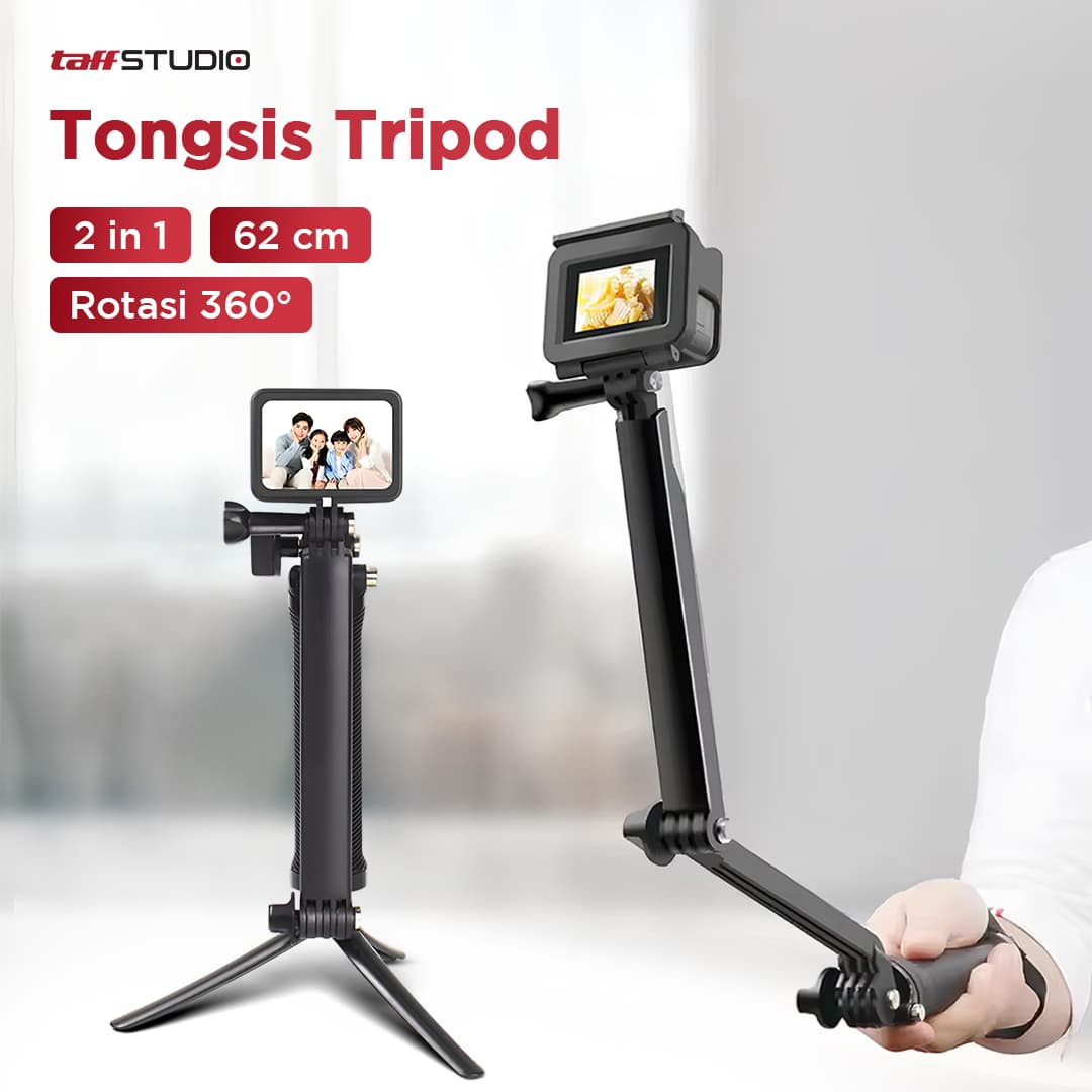Tripod Mini Kamera Portable Monopod for Action Cam 62cm - TaffSTUDIO Tripod Mini Kamera Portable 3 Prong for Action Cam Monopod - VS77 CSDBBK_HITAM Tripod Mini Kamera Portable Monopod for Action Cam 62cm - TaffSTUDIO Tripod Mini Kamera Portable 3 Prong for Action Cam Monopod - VS77 CSDBBK_HITAM