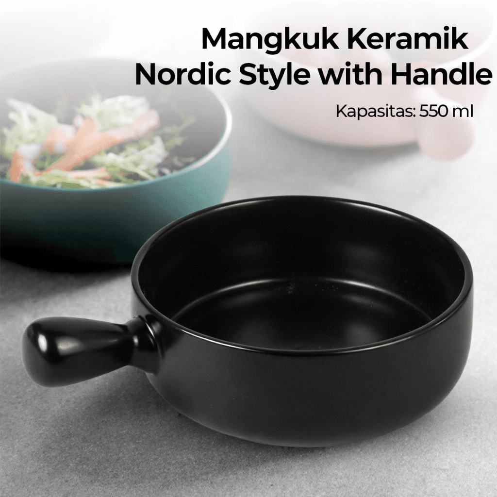 Mangkok Keramik Bowl Nordic Style with Handle - Glazed Mangkuk Keramik Bowl Nordic Style with Handle - PJ535 HZFFBK_HITAM Mangkok Keramik Bowl Nordic Style with Handle - Glazed Mangkuk Keramik Bowl Nordic Style with Handle - PJ535 HZFFBK_HITAM