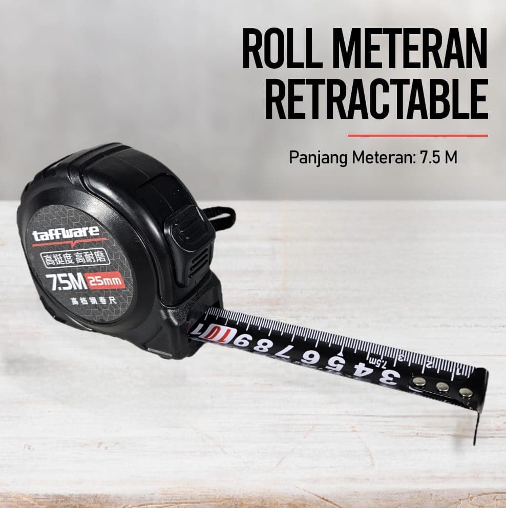 Meteran Roll Tukang Bangunan Measuring Tape Auto Lock 7.5M