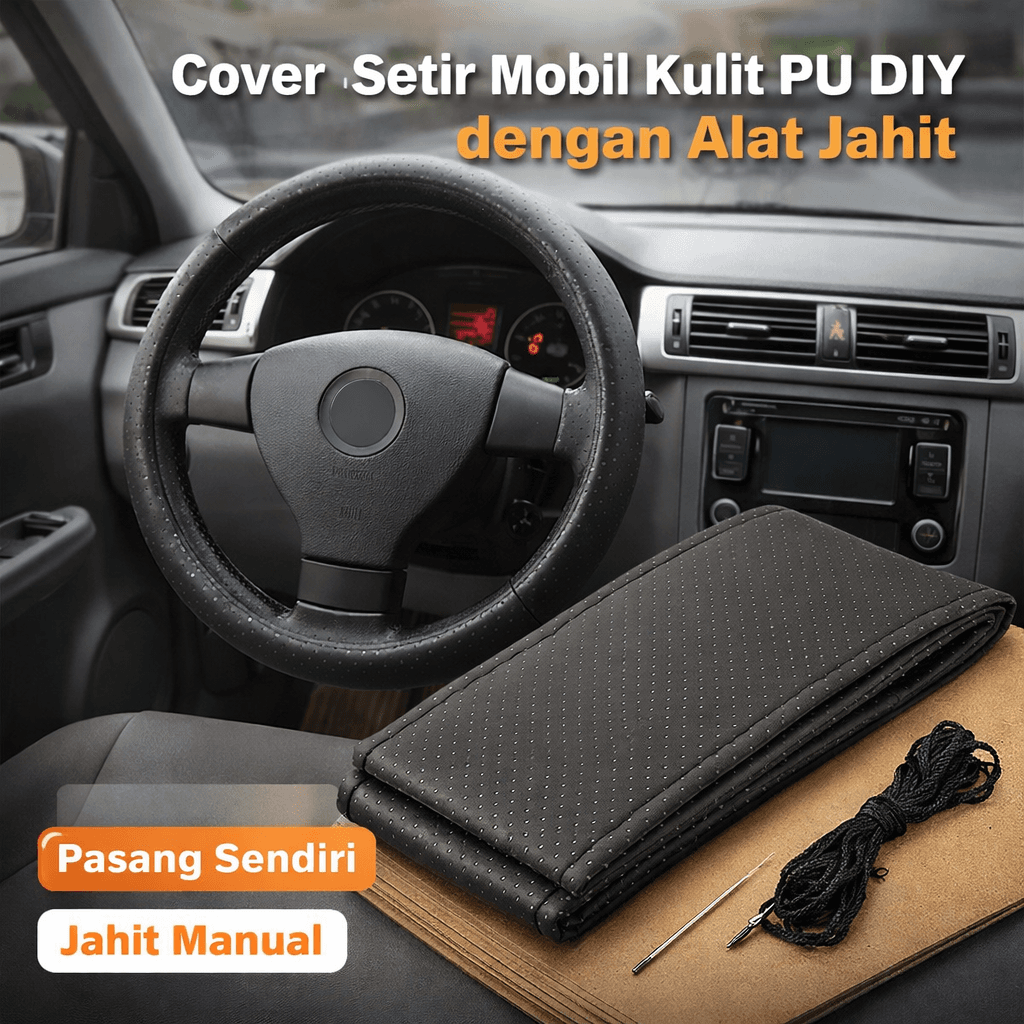 Cover Setir Mobil Kulit PU DIY dengan Alat Jahit - KARLOR Cover Setir Mobil Kulit PU DIY dengan Alat Jahit 32cm - V10 RS6IBK_HITAM Cover Setir Mobil Kulit PU DIY dengan Alat Jahit - KARLOR Cover Setir Mobil Kulit PU DIY dengan Alat Jahit 32cm - V10 RS6IBK_HITAM