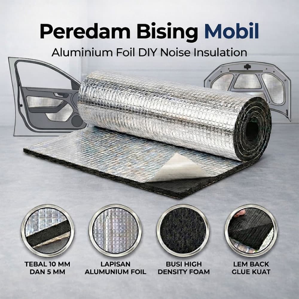 Peredam Kebisingan Mobil Aluminium Foil Noise Insulation 2M 50cm