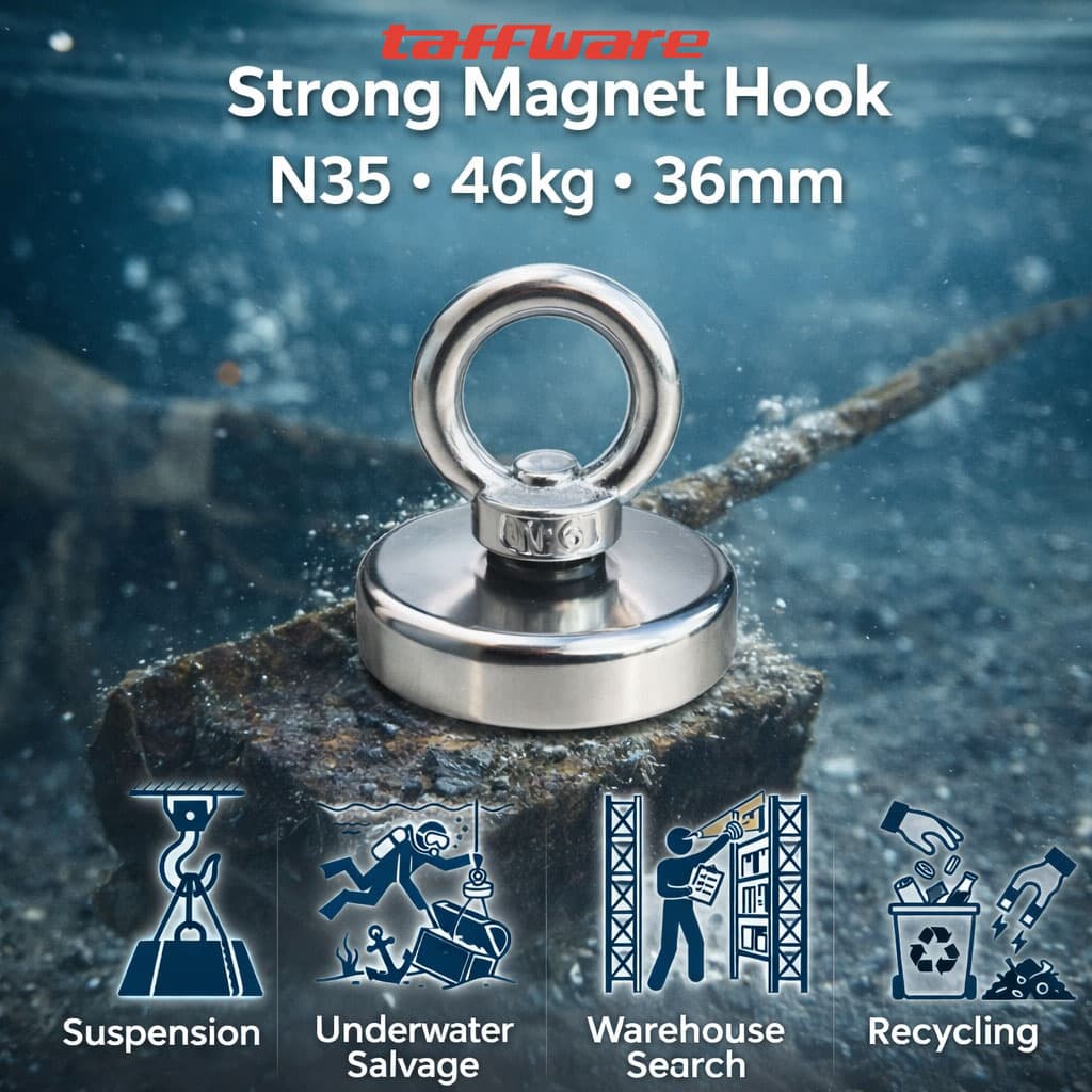 Magnet Gantungan Round Hook Strong Neodymium 46kg 36mm