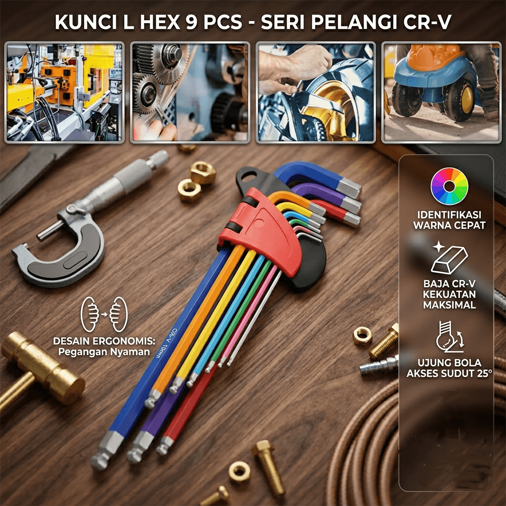 Tools Kunci L Hex Key Wrench Metal Hexagonal Screwdriver 9 PCS - YL Tools Kunci L Hex Key Wrench Metal Hexagonal Screwdriver 9 PCS - JJH9011 SEJ2MC_MULTI_WARNA Tools Kunci L Hex Key Wrench Metal Hexagonal Screwdriver 9 PCS - YL Tools Kunci L Hex Key Wrench Metal Hexagonal Screwdriver 9 PCS - JJH9011 SEJ2MC_MULTI_WARNA