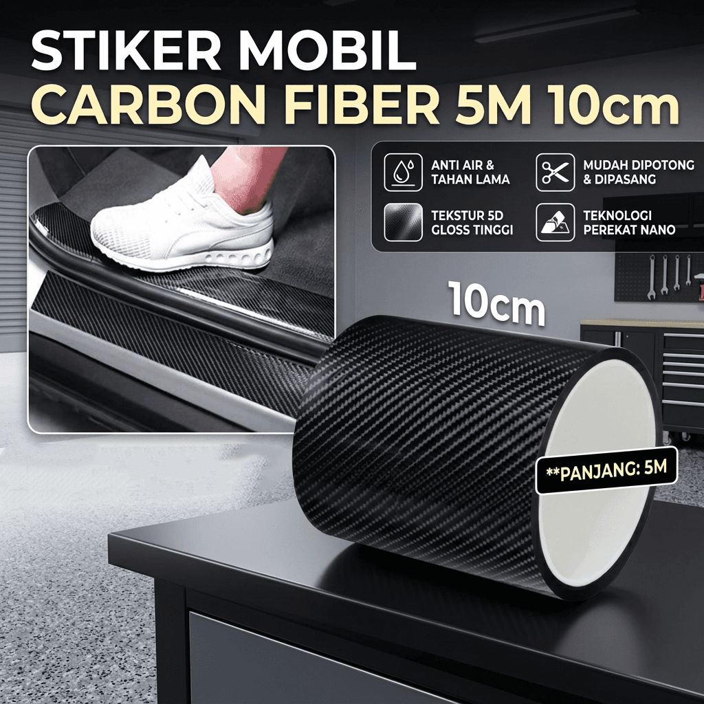 Stiker Pelindung Mobil Carbon Fiber Car Wrap Film Vinyl 5M - MSUE Stiker Pelindung Mobil Carbon Fiber Car Wrap Film Vinyl 5M - C3841 RS9EBK_10_CM_HITAM Stiker Pelindung Mobil Carbon Fiber Car Wrap Film Vinyl 5M - MSUE Stiker Pelindung Mobil Carbon Fiber Car Wrap Film Vinyl 5M - C3841 RS9EBK_10_CM_HITAM